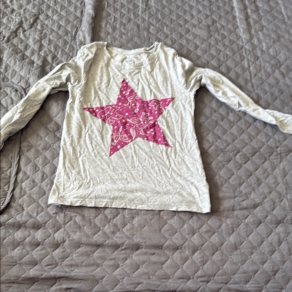 GAP Pink and Gray Long Sleeve Tee with Star Design